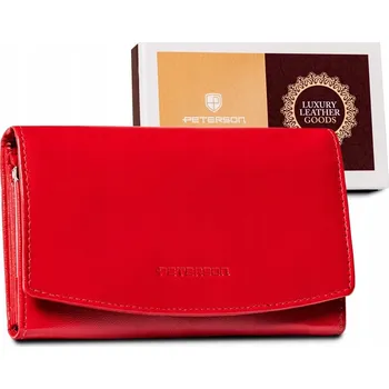 Peněženka Peterson peněženka z pravé kůže červená - dámská