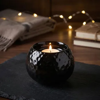 Svícen Porcelánový svícen na čajové svíčky ALTOM DESIGN 6 cm černý