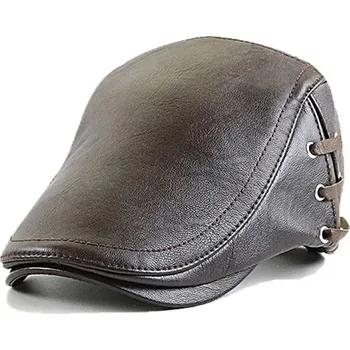 Čepice Baret hnědý bez značky, velikost 58, z ekologické kůže