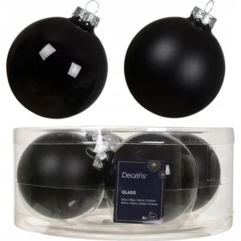 Vánoční dekorace Velké Černé Skleněné VÁNOČNÍ OZDOBY NA STROMEČEK 8cm 4ks Vánoční Ozdoby