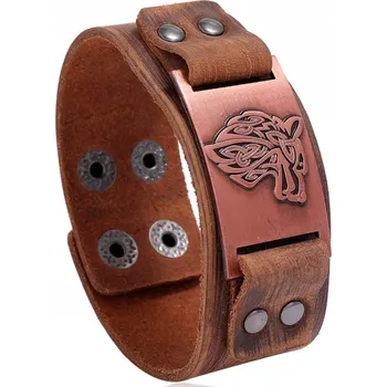 Náramek Pánský náramek Brave - Wolf - Hnědá 2 KP-34341