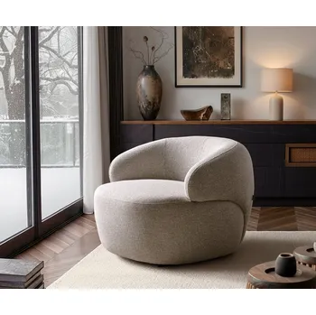 Křeslo DELIFE Křeslo Nova 88x88 cm látka Měkký béžová