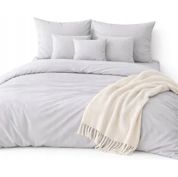 Povlečení Povlečení 160x200 Mikrovlákno + 2 Povlaky na polštáře Sada se zipem – světle šedá