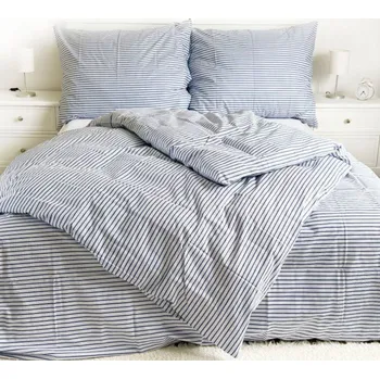 Povlečení Francouzské bavlněné povlečení Pruhy modré Zapínání: zip, Velikost polštáře: 2x70x90, Velikost přikrývky: 200x200 Šev uprostřed