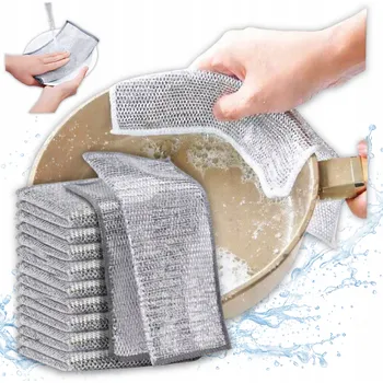 Utěrka 10x Drátěná Utěrka na Nádobí 20x20cm Univerzální Nepoškrábe Kuchyň
