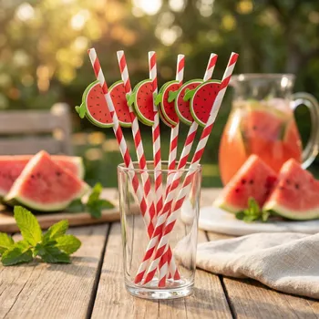 Papírová brčka na pití ALTOM DESIGN ARBUZ 19,5 cm 6 ks