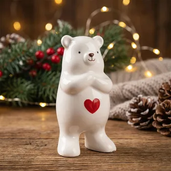 Vánoční dekorace Vánoční ozdoba medvídek ALTOM DESIGN 11,5 cm bílá