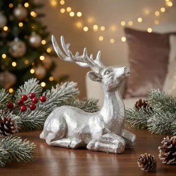 Vánoční dekorace Vánoční figurka sob ALTOM DESIGN 8,5 cm stříbrná