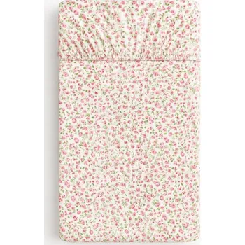 Prostěradlo Prostěradlo bavlněné s gumou do postýlky 120x60 cm - louka růžová