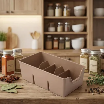 Dóza na potraviny Organizér na koření s přihrádkami ALTOM DESIGN 21,5 cm taupe