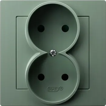 Elektrická zásuvka Dvojitá zásuvka bez uzemnění kompletní OSPEL AS GP-2G/84 Zelená matná