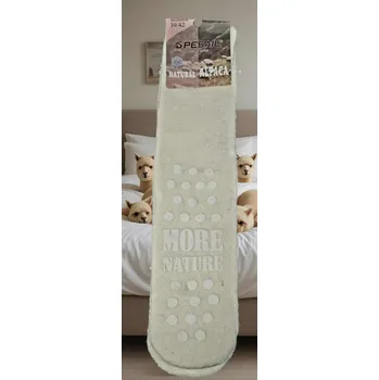 Dámské ponožky Dámské vlněné ponožky na spaní na doma protiskluzové ABS zdravotní lem 35-38 béžová