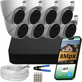 IP kamera Sada IP kamer DVS venkovní 8 kamer PoE 4K 8Mpx IP67 s mobilní aplikací