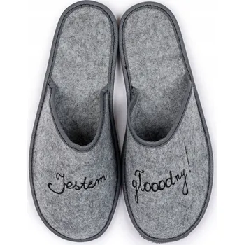 Dámské pantofle Vtipné pánské Papuče plstěné Nazouváky "Mám hlad" velikost 42