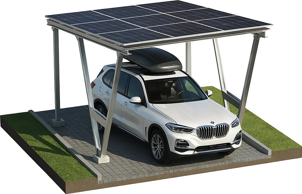 Synerga Solární carport – přístřešek s možností fotovoltaiky pro 1–8 vozidel Verze: 1 vozidlo SOLO Carport