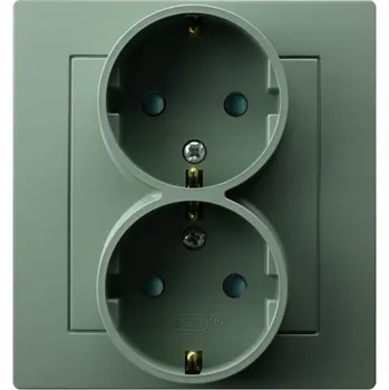 Elektrická zásuvka Dvojitá zásuvka Schuko kompletní OSPEL AS GP-2GSP/84 Zelená matná