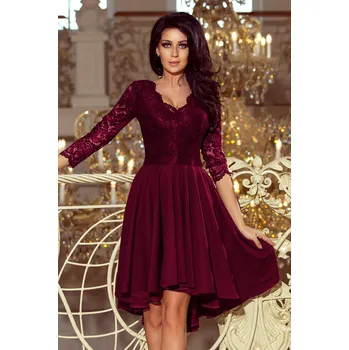 Dámské šaty Bordó šaty s krajkovými rukávy FRANCESCA 210-13 Velikost: 3XL