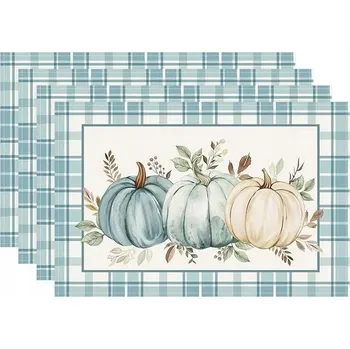 prostírání Prostírání na stůl látkové Kostka modrá Vzor dýně 30 x 45 cm