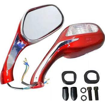 Zrcátko pro motocykl Zpětná zrcátka M10 QY 222 BORDOVÁ s blinkry SADA.