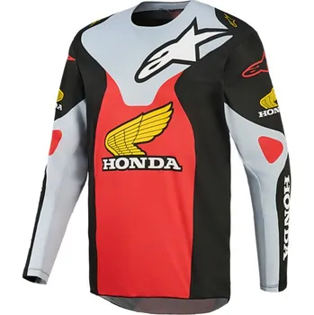 Moto dres Dres RACER VEIL HONDA kolekce, ALPINESTARS (černá/šedá/červená/žlutá) 2026 (Velikost: XL)