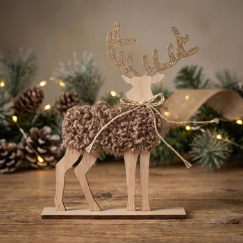 Vánoční dekorace Vánoční dřevěná figurka sob ALTOM DESIGN 20 cm hnědá