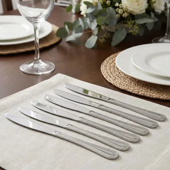 Příbor Jídelní nože ANEKS GIBSON stříbrný lesk 6 ks