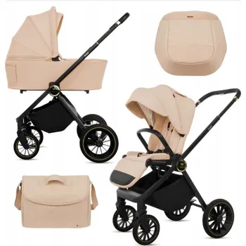 Kočárek Dětský kočárek 2v1 BabyLux ROSSO kombinovaný kočárek s korbou a sportovní sedačkou, taška, lehký