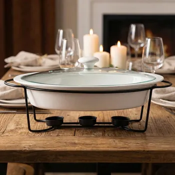 Oválná zapékací mísa s ohřívačem ALTOM DESIGN REGULAR 1,5 l černá