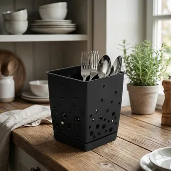 Organizace kuchyně Odkapávač na příbory s podložkou ALTOM DESIGN 11 cm černý