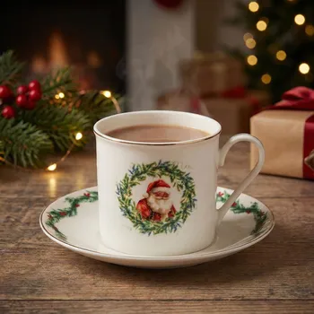 Porcelánový šálek s podšálkem vánoční ALTOM DESIGN ŚWIĄTECZNA GIRLANDA 220 ml