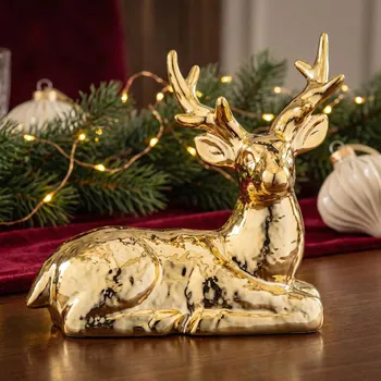 Vánoční dekorace Vánoční porcelánová figurka ALTOM DESIGN RENIFER 12 cm zlatá