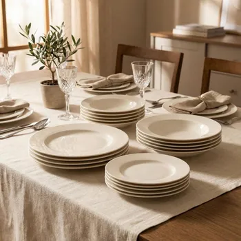 Talíř Porcelánová jídelní sada MARIAPAULA NOVA ECRU pro 6 osob krémová 18 ks