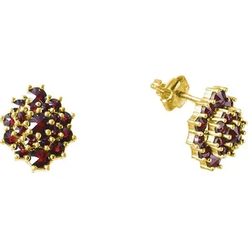 Náušnice Stříbrné náušnice s českým granátem, zlacené - květina Zapínání: klapka