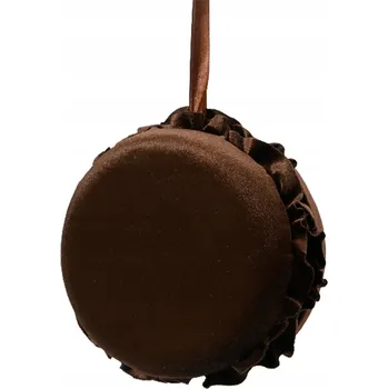 Vánoční dekorace Velurový makronkový tmavě hnědý přívěsek na vánoční stromeček vánoční koule tvarovaný 10 cm