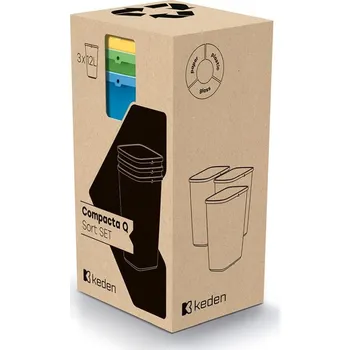 Prosperplast Sada 3 odpadkových košů COMPACTO 3x12 L 3x12 l 19x41x25.5 cm vícebarevná