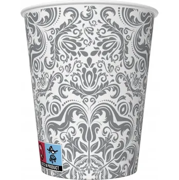 Party nádobí Papírové kelímky '' Silver Ornament Frame '' /8 kusů