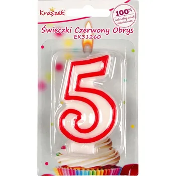 Dortová svíčka Svíčka Červený Obrys "5"