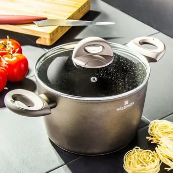 Hrnec Hliníkový hrnec s pokličkou VALDINOX AURUM TMAVĚ HNĚDÁ 3,6 l