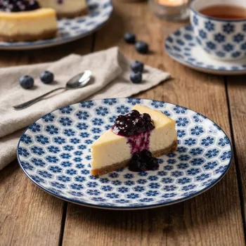 Talíř Porcelánový dezertní talíř ALTOM DESIGN ARABESKA 20 cm bílo-modrý