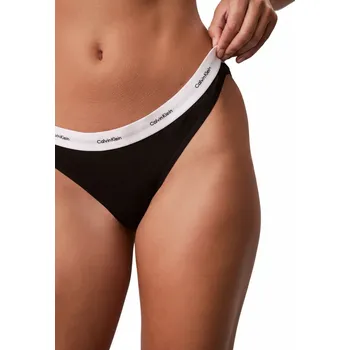 Dámské spodní prádlo Dámské kalhotky CALVIN KLEIN-Thong Cotton Stretch Rib black Černá M