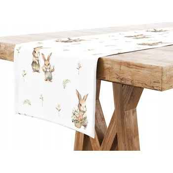 ubrus Vánoční běhoun na stůl 40x120 Velikonoční běhoun Zajíčci 9737