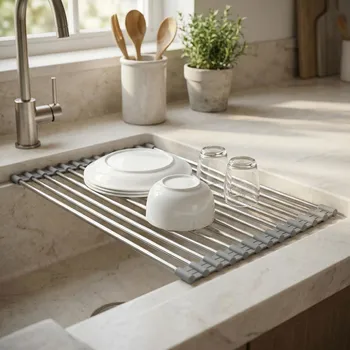 Organizace kuchyně Skládací odkapávač na nádobí ALTOM DESIGN 37 × 22 cm šedý