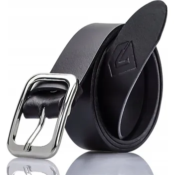 Opasek Kožený Dámský Černý Pásek se Stříbrnou Sponou GRACIO