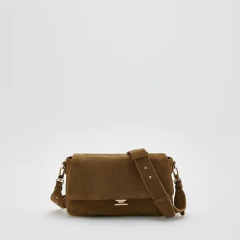 Kabelka Reserved - Semišová kabelka s páskem - zlatavá hnědá - 742CP-82X - 742CP-82X-ONE