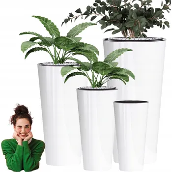 Květináč Balkonový květináč se vložkou 40x76 cm, plastový, lesklý, bílý