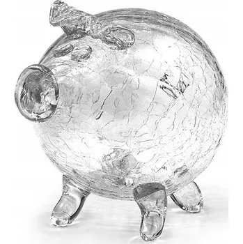 Pokladnička Pokladnička prasátko skleněná průhledná kraklované sklo XXL