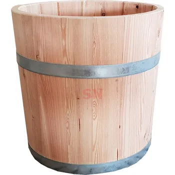 Květináč Dřevěný květináč 40x42 modřínový s kováním BDO (Retro květináč z modřínového dřeva 30 litrů)