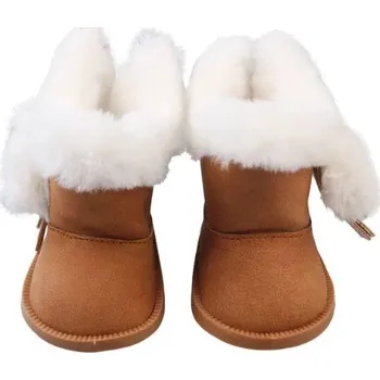 Doplněk pro panenku Zimní boty s kožíškem pro Baby Born / American Girl Varianta: hnědé, s třásněmi