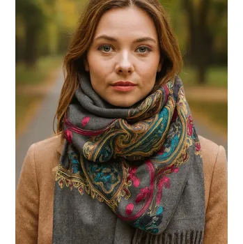 Šála Agrafka šála šedá 180 cm - žena