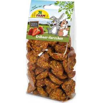 Krmivo pro hlodavce Pamlsek JR Farm sušenky srdíčka s jahodami 150 g pro hlodavce